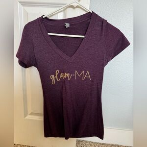 Women's Plum 'glam-MA' V-Neck Tee with Gold Foil